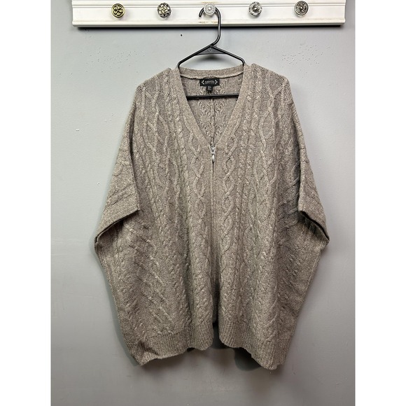 Nanette Lepore Sweater Womens Small Gray Cable Knit Zip Front Wool Poncho Cape - Picture 1 of 7